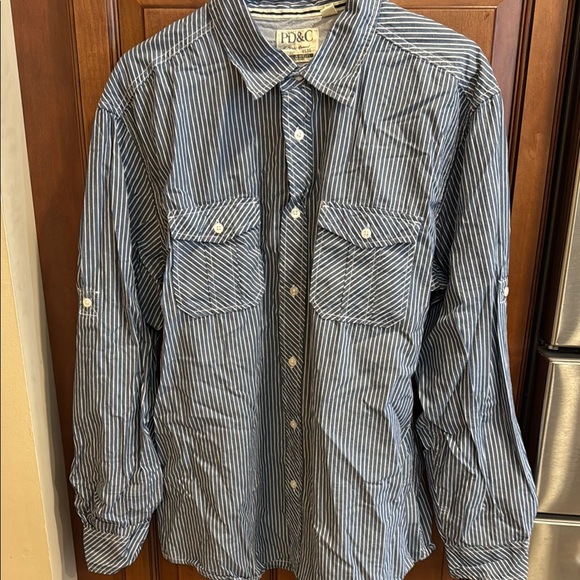 PD&C Other - PD&C Men's Blue Striped Shirt Size Extra Large